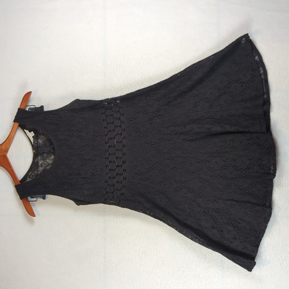 Charming Charlie Black Lacy Cocktail Tank Midi‎ Dress L